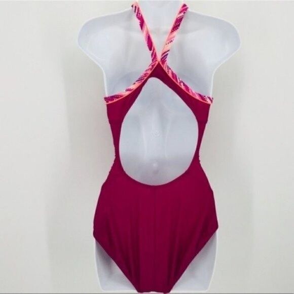 Nike athletic one piece swimsuit Fuchsia 14 BoxA - Picture 3 of 4
